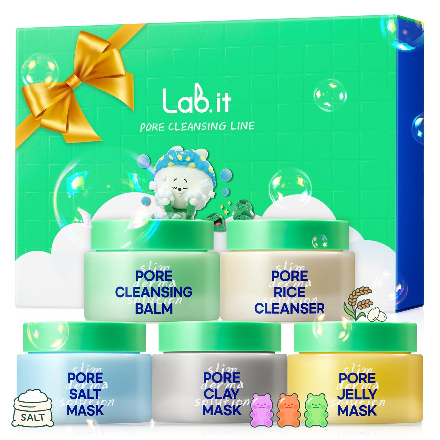 Lab.it Pore Cleansing Travel Kit – Korean Skincare Gift Set for Teens, Girls & Women, Face Cleanser & Mask Kit, Pore Care & Oil Control, Sensitive Skin-Friendly, Under 10 dollors Skincare, Travel-Size