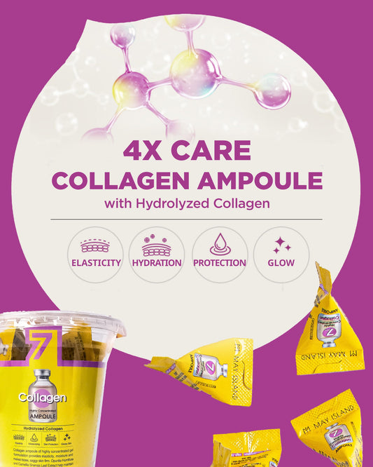 MAY ISLAND 7 Days Highly Concentrated Collagen Ampoule - Korean Intensive Firming Serum with Hydrolyzed Collagen - Single-Use Individual Gel Ampoules for Elasticity & Anti-Aging, 0.1oz. x 12 Pack
