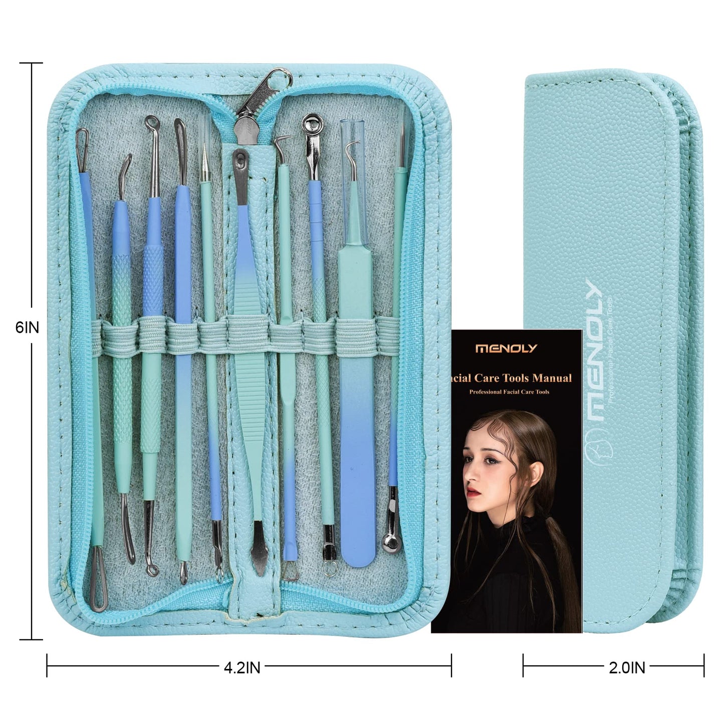 Blackhead Remover Tools MENOLY 10Pcs Pimple Popper Tool Kit, Blackhead Remover Extractor Tools, Acne Kit for Blackhead,Blemish,Zit Whitehead and Comedone Extractor Tool with Leather Bag