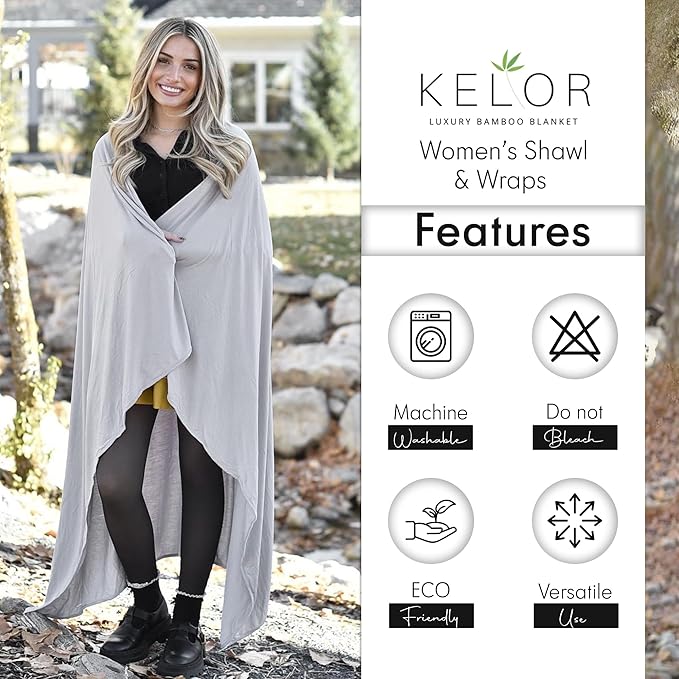 K E L O R Luxury Cooling Travel Blanket - Stretchy, Lightweight Soft & Breathable Shawl Wraps for Women