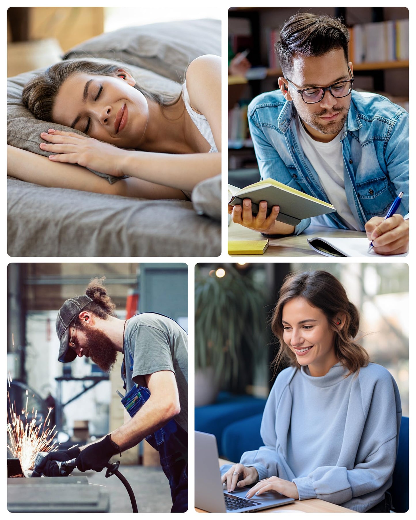 Ear Plugs for Sleeping - Noise Reduction Soft Silicone Earplugs, 2 Pairs Reusable Hearing Protection Earplugs for Noise Sensitivity, Sleep,Travel,Sound Reduction Noise Cancelling - Black