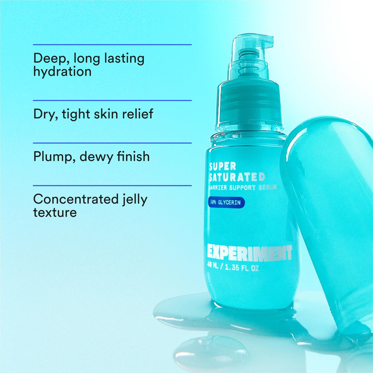 Experiment Super Saturated Ultra Hydrating Barrier Serum – 30% Glycerin, Polyglutamic Acid + Prickly Pear for Intensive Moisture, Plump + Dewy Skin, 1.35 FL OZ – Vegan for All Skin Types