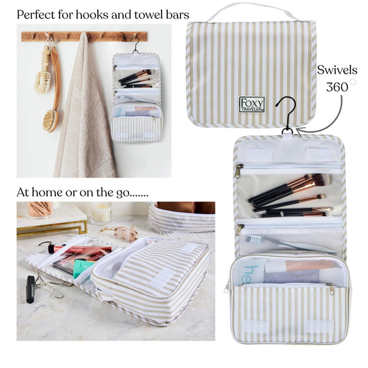 Foxy Traveler 9 Set Packing Cubes - Suitcase Organizer, Cute Packing Cubes, Travel Bags Organizer for Luggage with Hanging Toiletry and Shoe Bag, Travel Essentials for Women, Men and Kids -Stripe