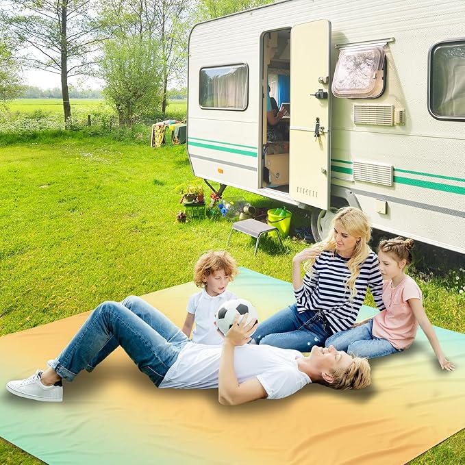 AISPARKY Beach Blanket Waterproof Sandproof Extra Large Beach Mat 79" X 83"/120"x108" for 2-8 Adults Quick Drying Durable Outdoor Picnic Mat for Travel, Camping, Hiking