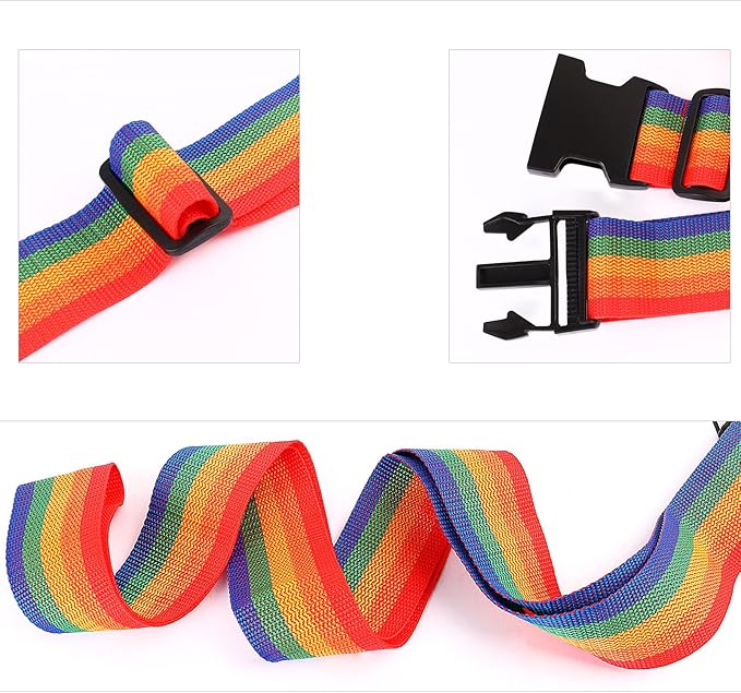 2Pcs Luggage Straps for Suitcase Travel Accessories TSA Approved, 80In Long Belts to Keep Your Suitcase Secure, Adjustable Bag Straps with Quick-Release Buckle for Travel Bag Closure, Multicolor