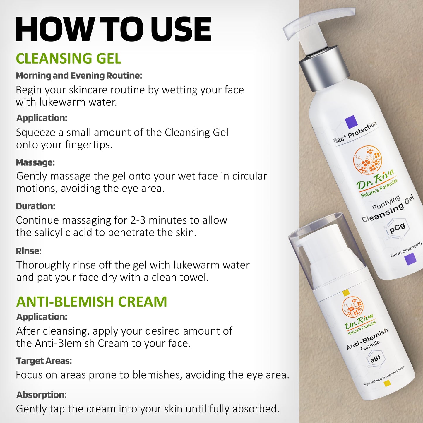 DR. RIVA NATURE'S FORMULAS Purifying Cleansing Gel - Skin Rejuvenating Cleanser Face Wash, Reduces Redness - Deep Face Cleanser, Non Drying Cleanser - Balancing Facial Care for All Skin Types - 150ml