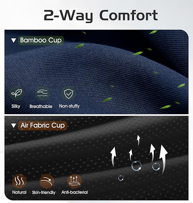 Bluetooth Sleep Mask with 2 Removable 3D Contoured Cup, Bamboo Cotton Sleeping Headphones for Side Sleepers with Timming Setting, Blackout Eye Mask for Sleeping Travel Meditation Men Women