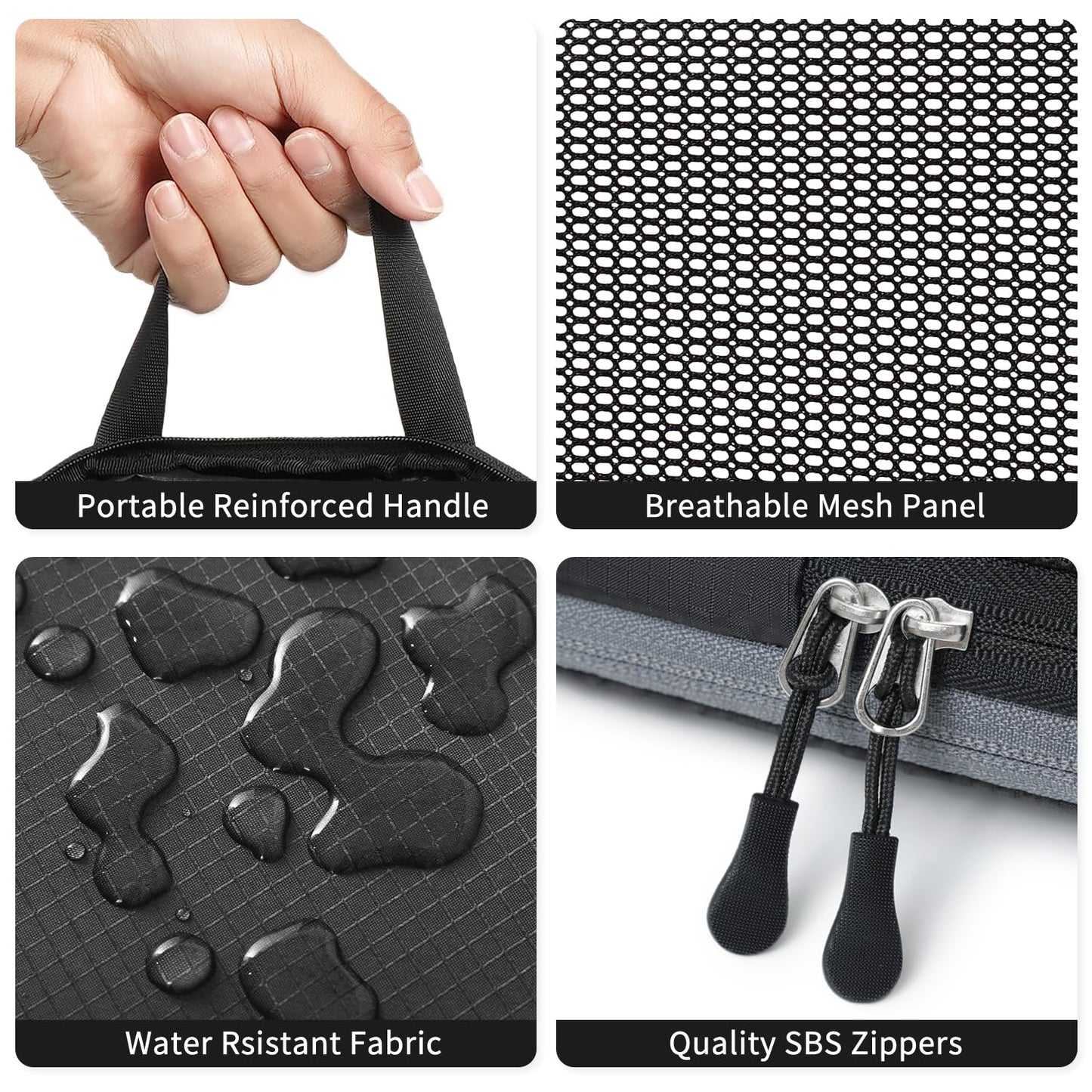 BAGAIL 4 Set/6 Set Ultralight Compression Packing Cubes Packing Organizer for Travel Accessories Luggage Suitcase Backpack(70D 4Set Mesh Black)