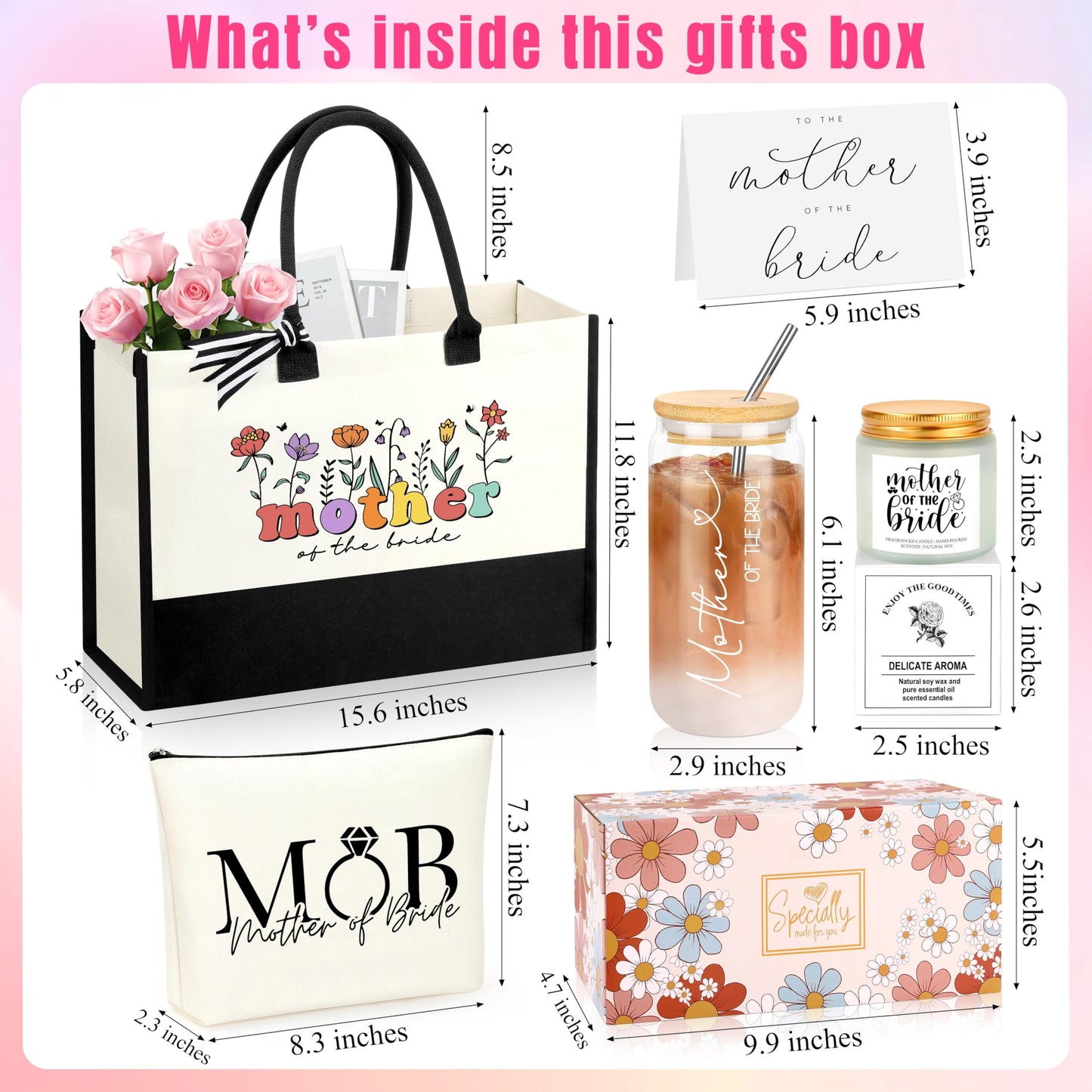 Mother of the Bride Gifts, Mom Gifts for Mother in Law at Wedding, Engagement, Bridal Shower, Appreciation Gift from Groom Set of 5