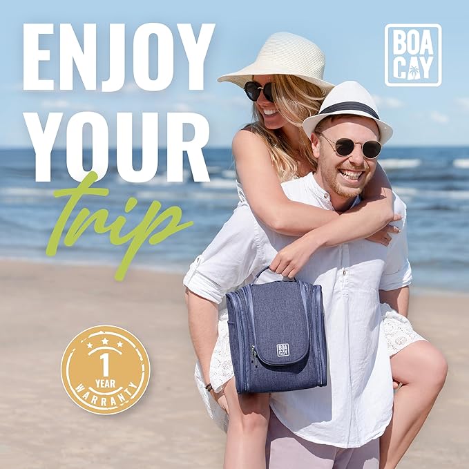 BOACAY Hanging Travel Toiletry Bag for Women and Men, Makeup Bag, Bathroom & Shower Organizer Kit for Accessories, Cosmetics, Travel Essentials