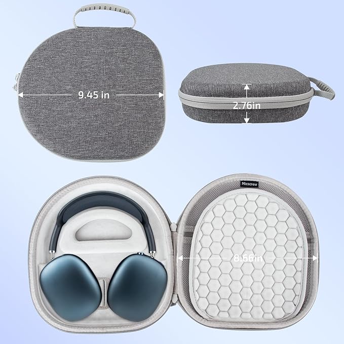 AirPod Max Case with Sleep Mode Charging Funtion, Case for Apple AirPods Max Headphones, Portable Storage Bag(Gray)