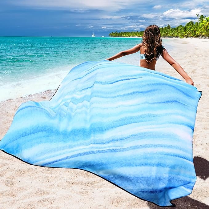 Beach Blanket Waterproof Sandproof Beach Mat 79" X 83"/10'x9'for 2-8 Adults Quick Drying Outdoor Picnic Mat Beach Accessories for Travel, Camping, Hiking