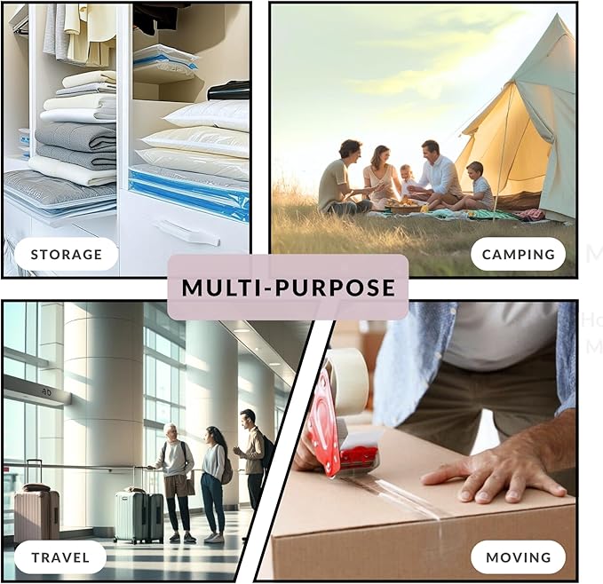 25 Pack Vacuum Storage Bags with Pump, Compression Space Saver for Comforter, Bedding, Blanket Storage, Vacuum Seal Bags for Clothing, Luggage and Closet Organizer