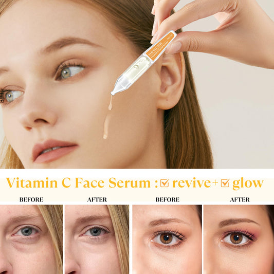 THESKCARE Vitamin C Face Serum with Hyaluronic Acid,Glutathione,Vitamin E & Niacinamide, Anti Aging Facial Serum for Wrinkles & Dark Spots,Hydrating & Glowing,30 Ampoules