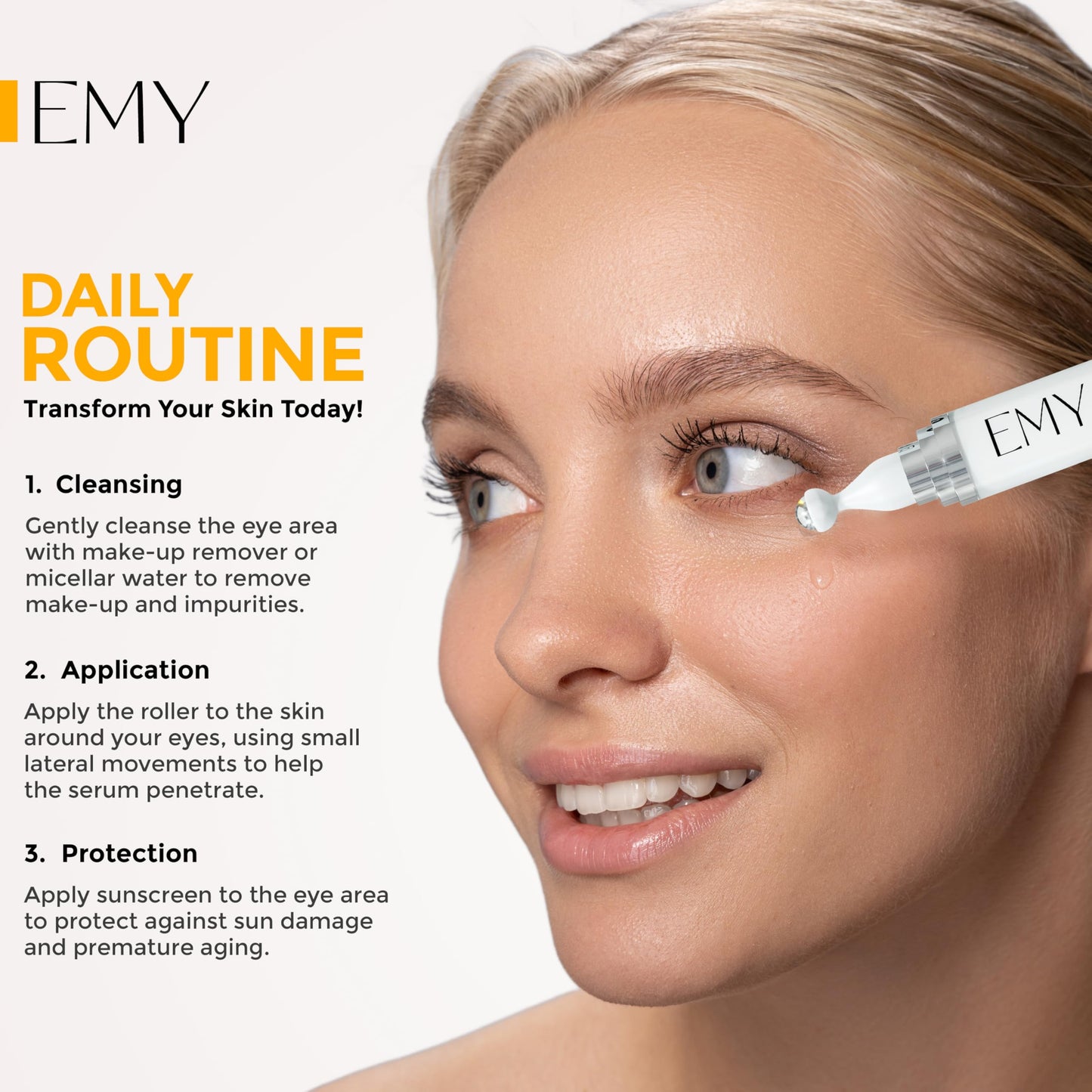 Roller Eye Serum Acid Hyaluronic Caffeine Moisturizing Plumping Massage Ball Reduces Dark Circles Bags Under Eyes Wrinkles and Fine Line Non-Greasy Suitable for Sensitive Skin