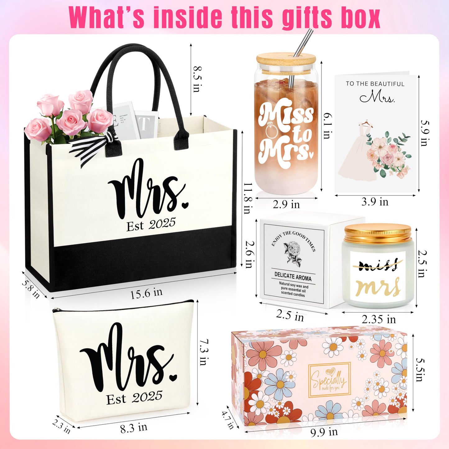 Bride Gifts for Bridal Shower 2025, Wedding Gifts for Bride to Be, Future Mrs, Engagement, Bachelorette Party Gift Set of 5