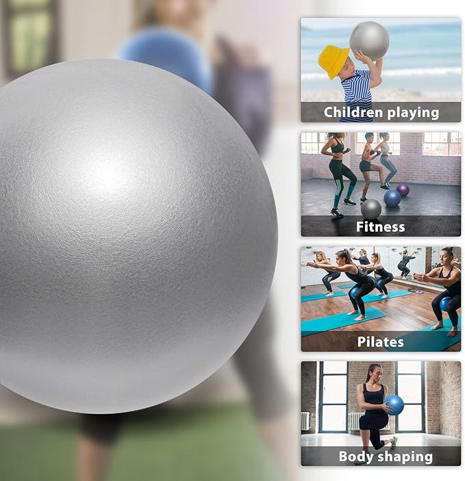 Cikyner Soft Pilates Ball, Small Exercise Ball 9 Inch Mini Gym Ball with Inflatable Straw, Suitable for Pilates, Yoga, Full Body Training, Physical Therapy and Balance improving at Home, Gym & Office