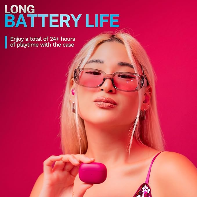 JLab Go Pop ANC True Wireless Earbuds & Charging Case, Fuchsia, Active Noise Cancelling, 10mm Drivers, Dual Connect, Customize Your Sound with App, Be Aware Mode, Compact Fit, MEMS Microphone