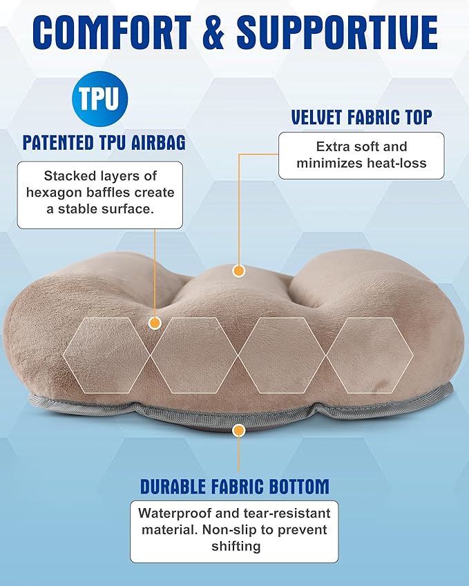Ultralight Inflatable Camping Pillow for Sleeping – Soft Velvet Cover, Compact & Portable, Ergonomic Neck Support, Machine Washable Air Pillow, Perfect for Travel, Hiking, Backpacking – Brown