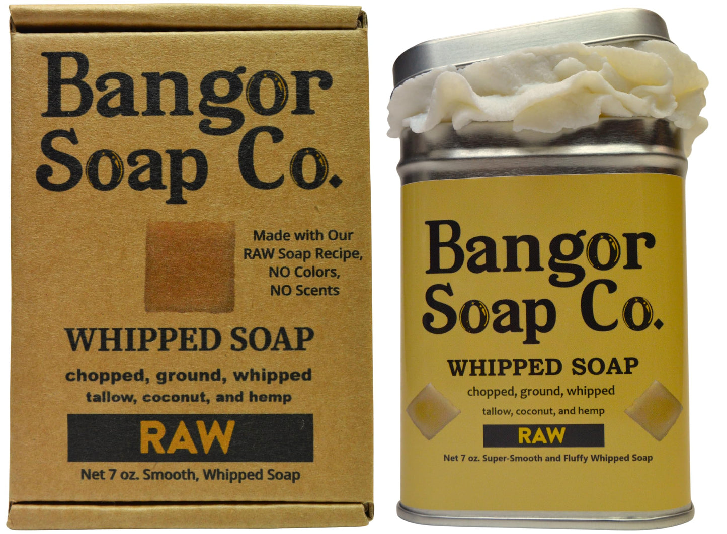 Bangor Soap Co.'s RAW UNSCENTED Pure, Natural Whipped Soap with the FINEST Tallow, Coconut, and Hemp, for the SMOOTHEST Lather in Skin Care