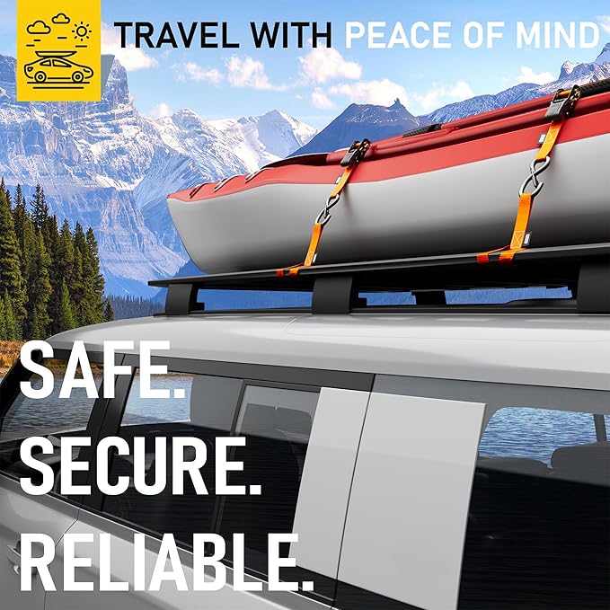 AUGO Ratchet Straps Heavy Duty 4 Pack -15 FT - 2200 LB Break Strength – with Safety Lock S Hooks - Cargo Straps for Moving, Appliances, Motorcycle – Soft Loop Tie Down Straps