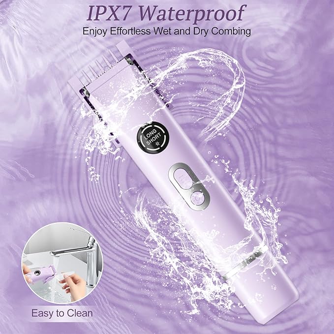 Bikini Trimmer for Women, 4 in 1 Wet/Dry Electric Razors for Women - Dual Head, Painless Rechargeable Portable Womens Razors for Shaving Set for Face, Nose, Eyebrows, Armpits, Bikini Area (Purple)