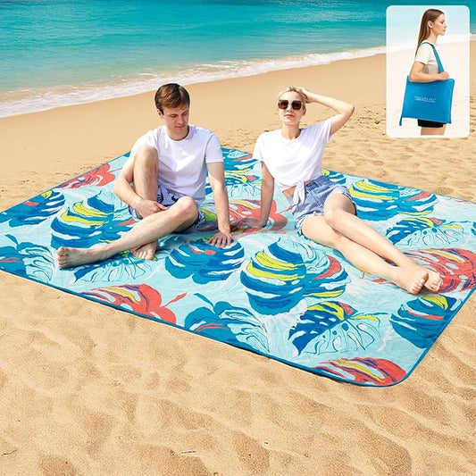 Beach Blanket Waterproof Sandproof Picnic Blankets 70” x 57” Camping Foldable Beach Mat Sand Free Large Portable Washable Play Mat Lightweight for Outdoor Park