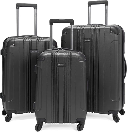 Kenneth Cole REACTION Out of Bounds Lightweight Hardshell 4-Wheel Spinner Luggage, Charcoal, 3-Piece Set (20", 24", & 28")