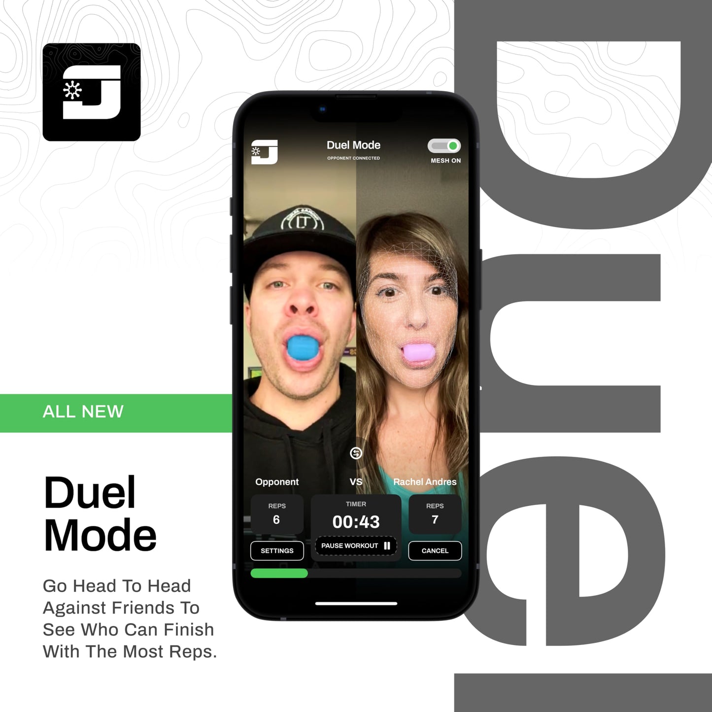 Jawzrsize Pop 'N Go Jaw, Face, and Neck Exerciser - Define Your Jawline, Slim and Tone Your Face, Look Younger and Healthier - Helps Reduce Stress and Cravings - Facial Exerciser (Advanced Green)