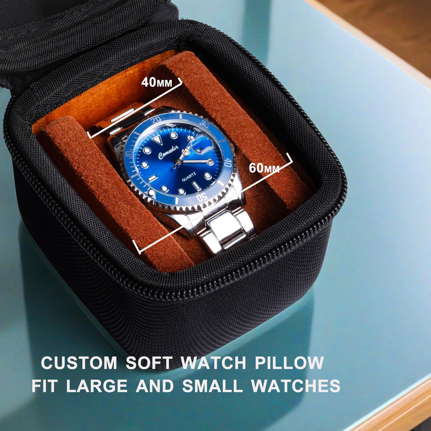 AMZSAFE single watch travel case, hard watch case with/compartment for jewelry organizer, rings bracelet cufflink organization