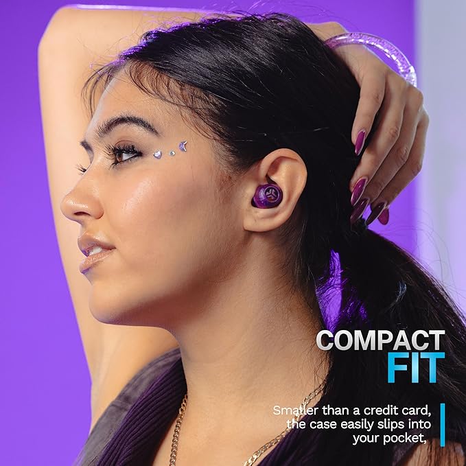 JLab Go Pop ANC True Wireless Earbuds & Charging Case, Transparent Purple, Active Noise Cancelling, 10mm Drivers, Dual Connect, Customize Your Sound with App, Be Aware Mode, MEMS Microphone