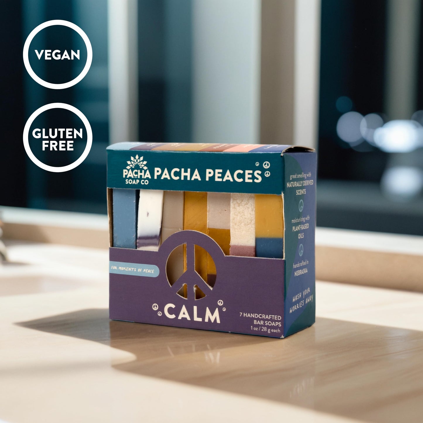 Pacha Soap Co. Bar Soap, Pacha Peaces, Uplift & Calm Bundle, 2-Pack (4 oz ea) - Premium, Handcrafted, Hydrating, Natural Hand Cleanser, Face & Body Wash, Soothing Essential Oils