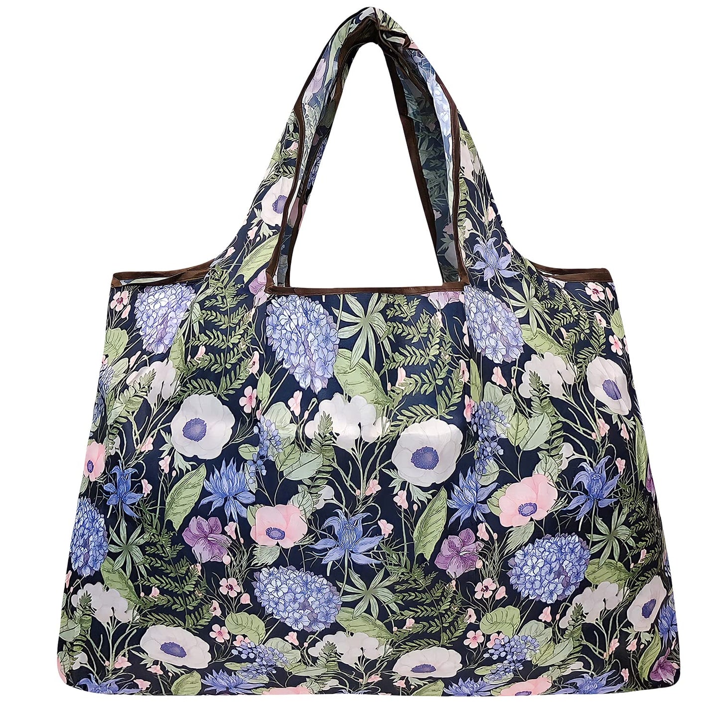 allydrew Large Foldable Tote Nylon Reusable Grocery Bag, Lavender Bouquet