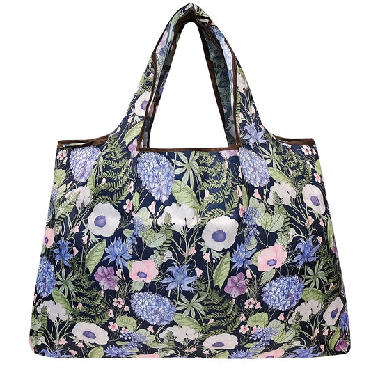 allydrew Large Foldable Tote Nylon Reusable Grocery Bag, Lavender Bouquet