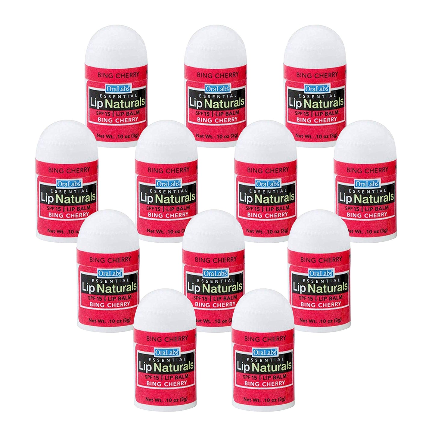 Lip Naturals® | Mini Bing Cherry Lip Balm with Sunscreen (SPF-15) | Made in USA with Beeswax & Coconut Oil | 12-Count Mini Lip Balm Pack with Bing Cherry Flavor (0.10oz/3g Each)