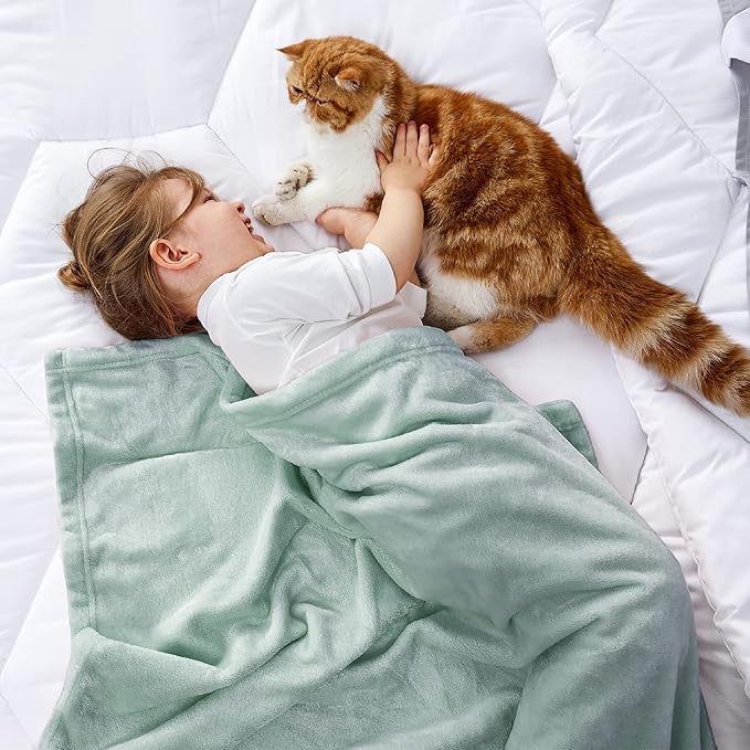 Bedsure GentleSoft Bedding Fleece Blanket for Girls and Boys - Soft Cozy Cute Small Throw Blankets for Travel, 43x55 Inches, Sage Green