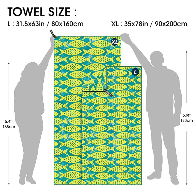 4Monster Microfiber Beach Towel Quick Dry,Super Absorbent Lightweight Travel Towel for Swimmers, Sand Free Camping Towel, Beach Towels for Pool,Swim,Water Sports,Yoga