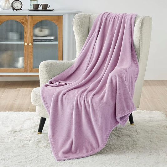 Bedsure GentleSoft Twin XL Fleece Blanket Dorm Bedding - Lightweight Soft Cozy Blankets for Bed, Sofa, Couch, Travel, Camping, Lilac, 66"x90"