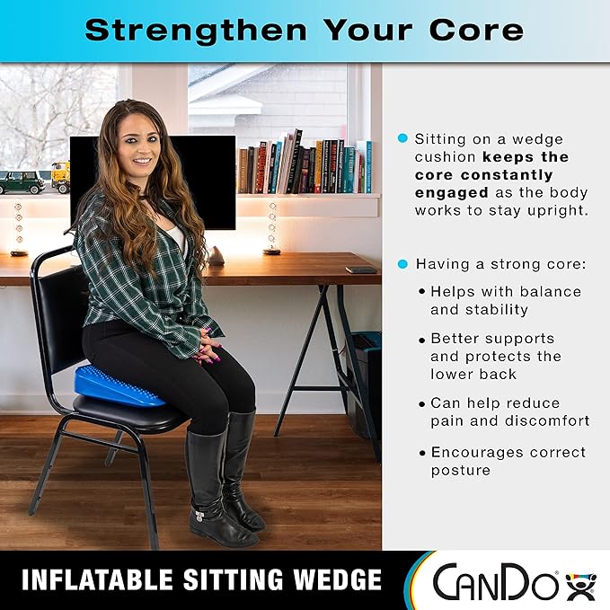 CanDo Sitting Wedge Active Seat Wobble Cushion for Posture, Back Pain, Restlessness, Stress Relief and Anxiety, Child Size, 10" x 10"