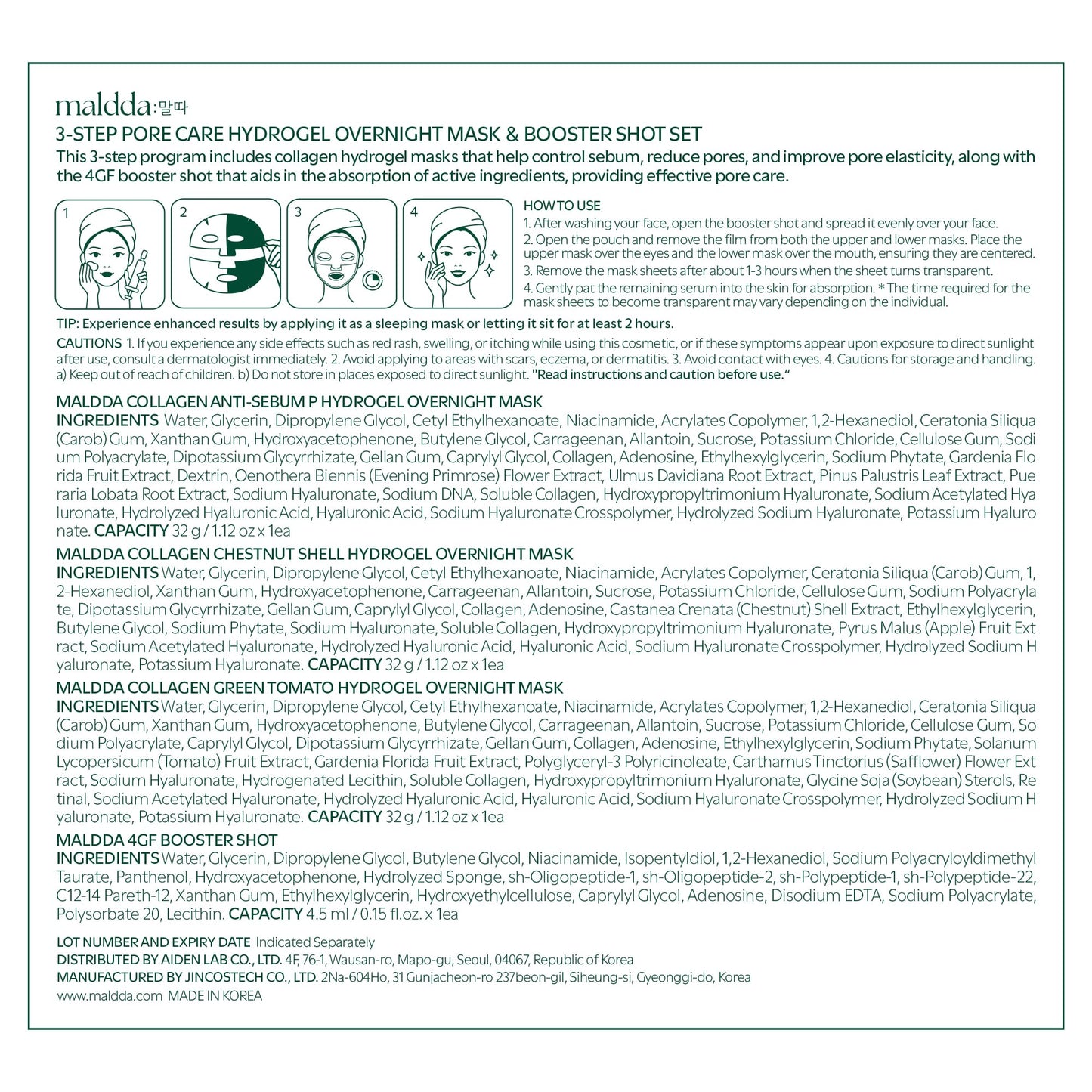 Collagen Overnight Face Mask 3 Step Pore Minimizer Hydrogel Sheet&Boost Serum-Oil Control PDRN-Tightening Exosome-Elasticity Retinal - All in One (3 Pack)