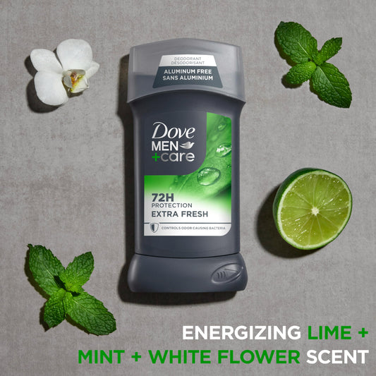 Dove Men+Care Deodorant Stick for Men 4 Count Extra Fresh Aluminum Free 72-Hour Odor Protection Mens Deodorant with 1/4 Moisturizing Cream 3 oz