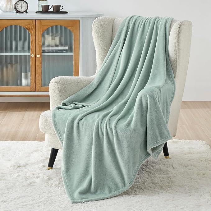 Bedsure GentleSoft Sage Green Fleece Throw Blanket - 300GSM Soft Lightweight Plush Cozy Blankets for Bed, Sofa, Couch, Travel, Camping