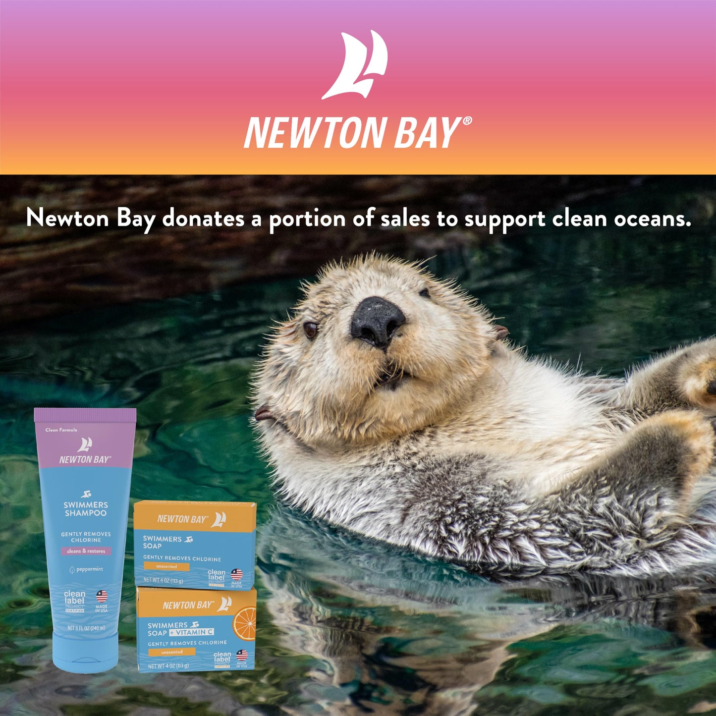 Newton Bay Swimmers Soap + Vitamin C | All Natural Body and Face Wash Soap Bar | Neutralizes and Washes Away Chlorine After Swimming | Revitalizes Sensitive Skin | Single 4 Ounce Soap Bar