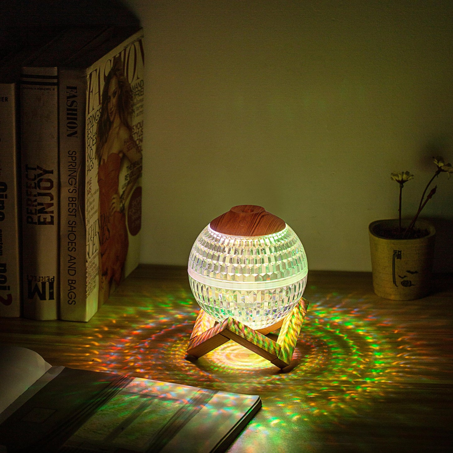New Home Bedroom Crystal Ball Humidifier Planet Desktop Colorful Atmosphere Light Night Light