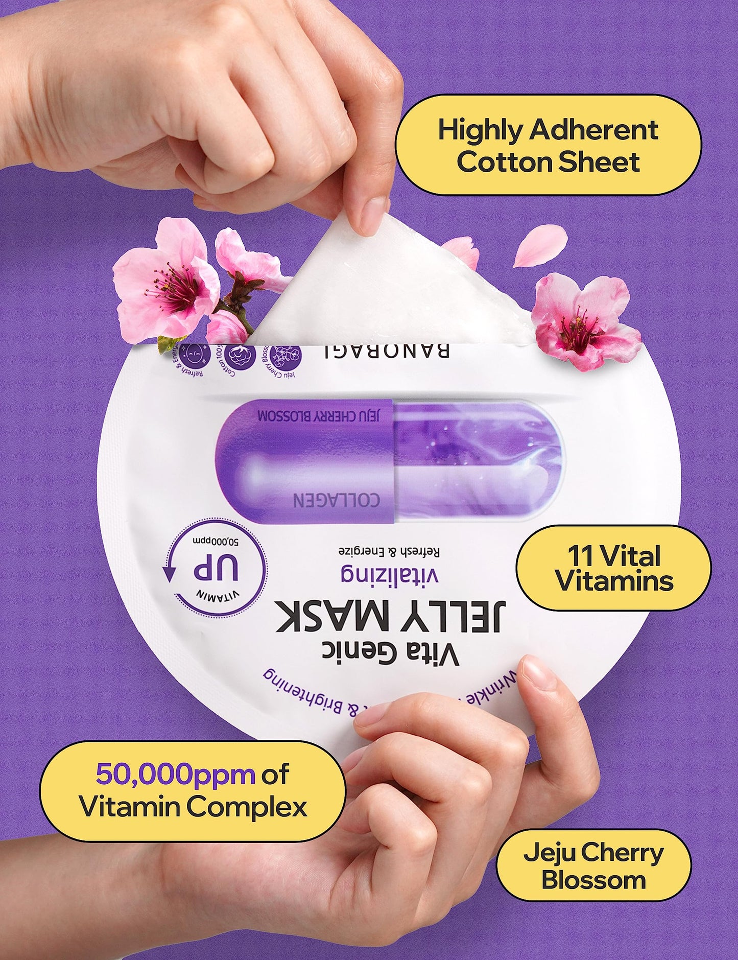 BANOBAGI Vita Genic Jelly Vitalizing Face Masks Beauty w/Essence & 11 Vitamin Complex | Korean Face Mask Skin Care Sheet | Moisturizing Face Mask Facial Care for All Skin Types (1.8 fl oz, 10 Sheets)