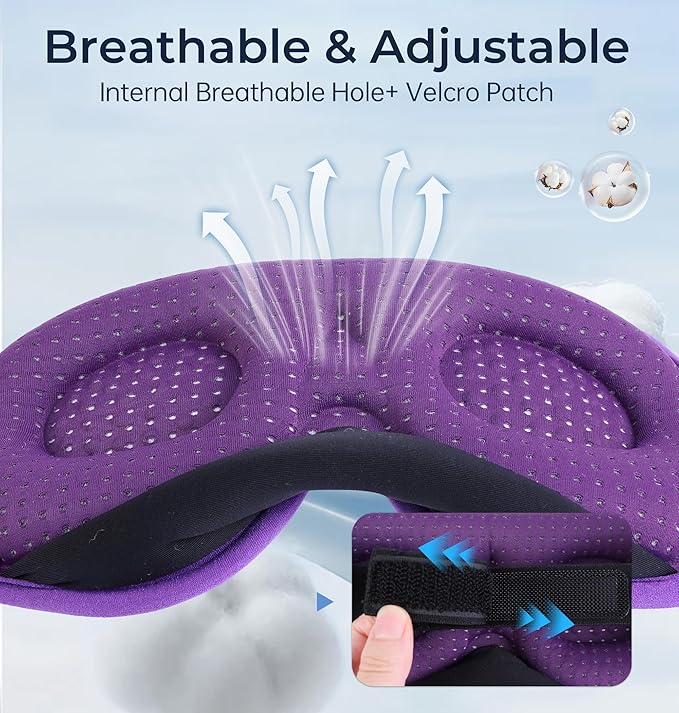 LC-dolida 5.4 Bluetooth Sleep Mask with White Noise,Sleep Headphones,Bluetooth Wireless Music Eye Mask, Ideal for Travel, Night Work,Side Sleeping and Office Use for Both Men and Women(Lavender)