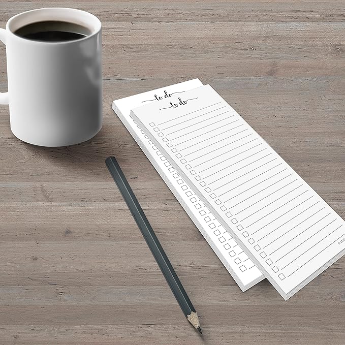 321Done Magnetic To Do List Notepad 2-Pack - 3.7 x 8.5 (1/3 Sheet Slim Skinny Size), Made in USA - College Ruled - Simple Stylish to-Dos Memo Pad for Planning, Tasks, Appointments, Reminders, Home