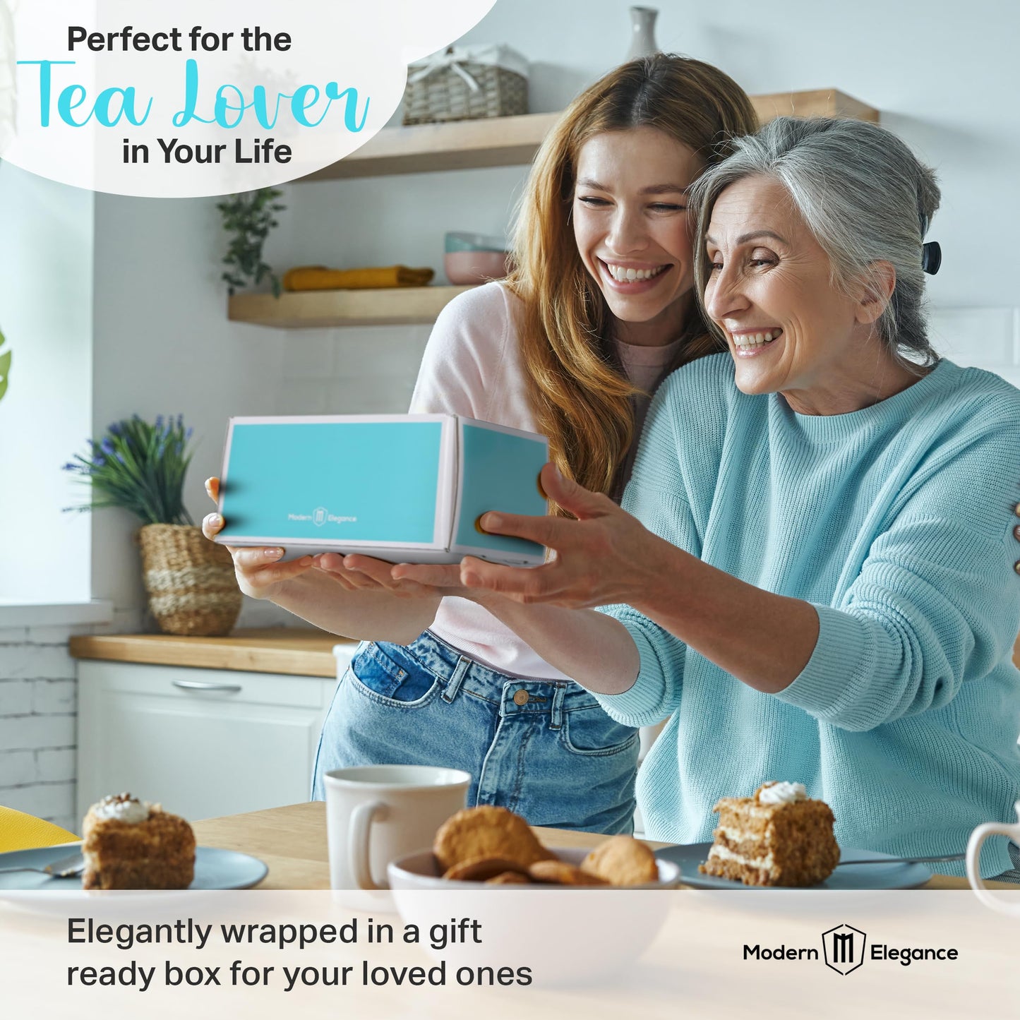 Organic Gift Set with Portable Kettle - 36 Piece Gift for Tea Lovers - Includes Insulated Mug, Assorted Organic Teas, Honey Sticks & Accessories - Ultimate Brewing Experience