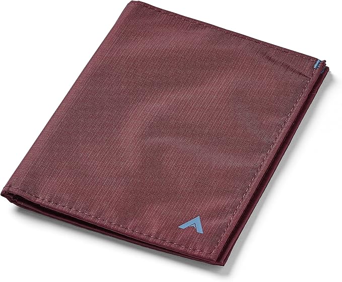 Allett Travel Wallet, Mulberry | Nylon, Thin Bifold, RFID Blocking, Minimalistic, Front Pocket | Holds Up To 10 Cards & Passport | For Men & Women
