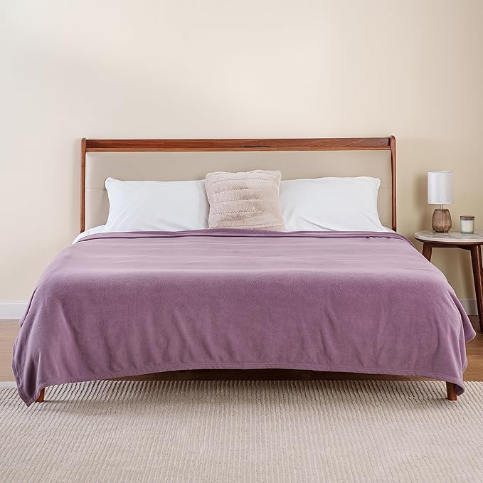 Berkshire Blanket Microfleece Queen Size Bed Blanket Lavender, Lightweight Soft Breathable Plush Micro Fleece Blanket for Bed Couch Sofa, 90x90 Inches